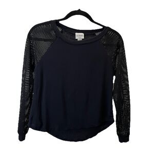 LA Hearts Black Fishnet Mesh Long Sleeve Top Womens Size XS Grunge Goth